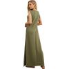 imageGRECERELLE 2025 Women YearRound Casual Round Neck Loose Split WrinkleFree Long Maxi Vacation Dress with Pockets XS3XLArmy Green