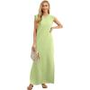 imageGRECERELLE 2025 Women YearRound Casual Round Neck Loose Split WrinkleFree Long Maxi Vacation Dress with Pockets XS3XLAvocado Green