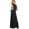 imageGRECERELLE 2025 Women YearRound Casual Round Neck Loose Split WrinkleFree Long Maxi Vacation Dress with Pockets XS3XLBlack