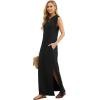 imageGRECERELLE 2025 Women YearRound Casual Round Neck Loose Split WrinkleFree Long Maxi Vacation Dress with Pockets XS3XLBlack