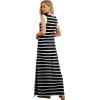 imageGRECERELLE 2025 Women YearRound Casual Round Neck Loose Split WrinkleFree Long Maxi Vacation Dress with Pockets XS3XLBlack White Strip