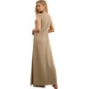 imageGRECERELLE 2025 Women YearRound Casual Round Neck Loose Split WrinkleFree Long Maxi Vacation Dress with Pockets XS3XLBrown
