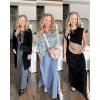 imageGRECERELLE 2025 Women YearRound Casual Round Neck Loose Split WrinkleFree Long Maxi Vacation Dress with Pockets XS3XLDark Gray