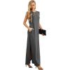 imageGRECERELLE 2025 Women YearRound Casual Round Neck Loose Split WrinkleFree Long Maxi Vacation Dress with Pockets XS3XLDark Gray