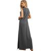 imageGRECERELLE 2025 Women YearRound Casual Round Neck Loose Split WrinkleFree Long Maxi Vacation Dress with Pockets XS3XLDark Gray