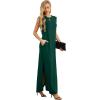 imageGRECERELLE 2025 Women YearRound Casual Round Neck Loose Split WrinkleFree Long Maxi Vacation Dress with Pockets XS3XLDark Green
