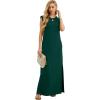 imageGRECERELLE 2025 Women YearRound Casual Round Neck Loose Split WrinkleFree Long Maxi Vacation Dress with Pockets XS3XLDark Green