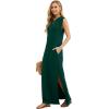 imageGRECERELLE 2025 Women YearRound Casual Round Neck Loose Split WrinkleFree Long Maxi Vacation Dress with Pockets XS3XLDark Green