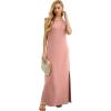 imageGRECERELLE 2025 Women YearRound Casual Round Neck Loose Split WrinkleFree Long Maxi Vacation Dress with Pockets XS3XLDeep Pink