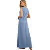 imageGRECERELLE 2025 Women YearRound Casual Round Neck Loose Split WrinkleFree Long Maxi Vacation Dress with Pockets XS3XLDenim Blue