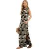 imageGRECERELLE 2025 Women YearRound Casual Round Neck Loose Split WrinkleFree Long Maxi Vacation Dress with Pockets XS3XLFp Black Puzzle