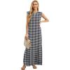 imageGRECERELLE 2025 Women YearRound Casual Round Neck Loose Split WrinkleFree Long Maxi Vacation Dress with Pockets XS3XLFp Houndstooth