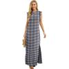 imageGRECERELLE 2025 Women YearRound Casual Round Neck Loose Split WrinkleFree Long Maxi Vacation Dress with Pockets XS3XLFp Houndstooth