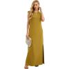 imageGRECERELLE 2025 Women YearRound Casual Round Neck Loose Split WrinkleFree Long Maxi Vacation Dress with Pockets XS3XLGinger