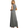 imageGRECERELLE 2025 Women YearRound Casual Round Neck Loose Split WrinkleFree Long Maxi Vacation Dress with Pockets XS3XLHeather Grey