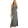 imageGRECERELLE 2025 Women YearRound Casual Round Neck Loose Split WrinkleFree Long Maxi Vacation Dress with Pockets XS3XLHeather Grey