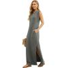 imageGRECERELLE 2025 Women YearRound Casual Round Neck Loose Split WrinkleFree Long Maxi Vacation Dress with Pockets XS3XLHeather Grey