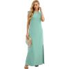 imageGRECERELLE 2025 Women YearRound Casual Round Neck Loose Split WrinkleFree Long Maxi Vacation Dress with Pockets XS3XLLight Blue