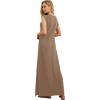 imageGRECERELLE 2025 Women YearRound Casual Round Neck Loose Split WrinkleFree Long Maxi Vacation Dress with Pockets XS3XLLight Coffee