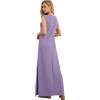 imageGRECERELLE 2025 Women YearRound Casual Round Neck Loose Split WrinkleFree Long Maxi Vacation Dress with Pockets XS3XLLilac