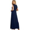 imageGRECERELLE 2025 Women YearRound Casual Round Neck Loose Split WrinkleFree Long Maxi Vacation Dress with Pockets XS3XLNavy Blue
