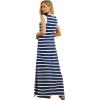 imageGRECERELLE 2025 Women YearRound Casual Round Neck Loose Split WrinkleFree Long Maxi Vacation Dress with Pockets XS3XLNavy Blue White Strip