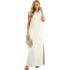 imageGRECERELLE 2025 Women YearRound Casual Round Neck Loose Split WrinkleFree Long Maxi Vacation Dress with Pockets XS3XLOffwhite