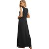 imageGRECERELLE 2025 Women YearRound Casual Round Neck Loose Split WrinkleFree Long Maxi Vacation Dress with Pockets XS3XLPj Black White