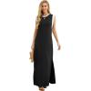 imageGRECERELLE 2025 Women YearRound Casual Round Neck Loose Split WrinkleFree Long Maxi Vacation Dress with Pockets XS3XLPj Black White