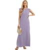 imageGRECERELLE 2025 Women YearRound Casual Round Neck Loose Split WrinkleFree Long Maxi Vacation Dress with Pockets XS3XLPurple