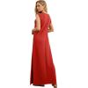 imageGRECERELLE 2025 Women YearRound Casual Round Neck Loose Split WrinkleFree Long Maxi Vacation Dress with Pockets XS3XLRed