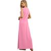 imageGRECERELLE 2025 Women YearRound Casual Round Neck Loose Split WrinkleFree Long Maxi Vacation Dress with Pockets XS3XLRose Red