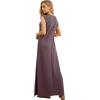 imageGRECERELLE 2025 Women YearRound Casual Round Neck Loose Split WrinkleFree Long Maxi Vacation Dress with Pockets XS3XLRosewood