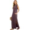 imageGRECERELLE 2025 Women YearRound Casual Round Neck Loose Split WrinkleFree Long Maxi Vacation Dress with Pockets XS3XLRosewood