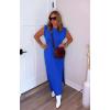 imageGRECERELLE 2025 Women YearRound Casual Round Neck Loose Split WrinkleFree Long Maxi Vacation Dress with Pockets XS3XLRoyal Blue