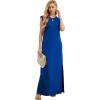 imageGRECERELLE 2025 Women YearRound Casual Round Neck Loose Split WrinkleFree Long Maxi Vacation Dress with Pockets XS3XLRoyal Blue