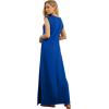 imageGRECERELLE 2025 Women YearRound Casual Round Neck Loose Split WrinkleFree Long Maxi Vacation Dress with Pockets XS3XLRoyal Blue