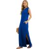 imageGRECERELLE 2025 Women YearRound Casual Round Neck Loose Split WrinkleFree Long Maxi Vacation Dress with Pockets XS3XLRoyal Blue