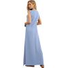 imageGRECERELLE 2025 Women YearRound Casual Round Neck Loose Split WrinkleFree Long Maxi Vacation Dress with Pockets XS3XLSky Blue
