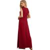 imageGRECERELLE 2025 Women YearRound Casual Round Neck Loose Split WrinkleFree Long Maxi Vacation Dress with Pockets XS3XLWine Red