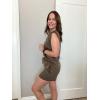 imageGRECERELLE 2025 Womens Summer 2 Piece Outfits Round Neck Cap Sleeve Top with Pocket Short SetsArmy Green