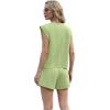 imageGRECERELLE 2025 Womens Summer 2 Piece Outfits Round Neck Cap Sleeve Top with Pocket Short SetsAvocado Green