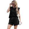 imageGRECERELLE 2025 Womens Summer 2 Piece Outfits Round Neck Cap Sleeve Top with Pocket Short SetsBlack
