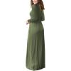 imageGRECERELLE Women Long Sleeve Casual Round Neck Loose Solid Floral Maxi Long Dress with Pockets S3XLArmy Green