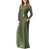 imageGRECERELLE Women Long Sleeve Casual Round Neck Loose Solid Floral Maxi Long Dress with Pockets S3XLArmy Green