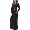 imageGRECERELLE Women Long Sleeve Casual Round Neck Loose Solid Floral Maxi Long Dress with Pockets S3XLBlack