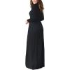 imageGRECERELLE Women Long Sleeve Casual Round Neck Loose Solid Floral Maxi Long Dress with Pockets S3XLBlack