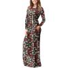 imageGRECERELLE Women Long Sleeve Casual Round Neck Loose Solid Floral Maxi Long Dress with Pockets S3XLBlack Daffodil