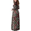 imageGRECERELLE Women Long Sleeve Casual Round Neck Loose Solid Floral Maxi Long Dress with Pockets S3XLBlack Daffodil