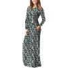 imageGRECERELLE Women Long Sleeve Casual Round Neck Loose Solid Floral Maxi Long Dress with Pockets S3XLBlack Flowers White